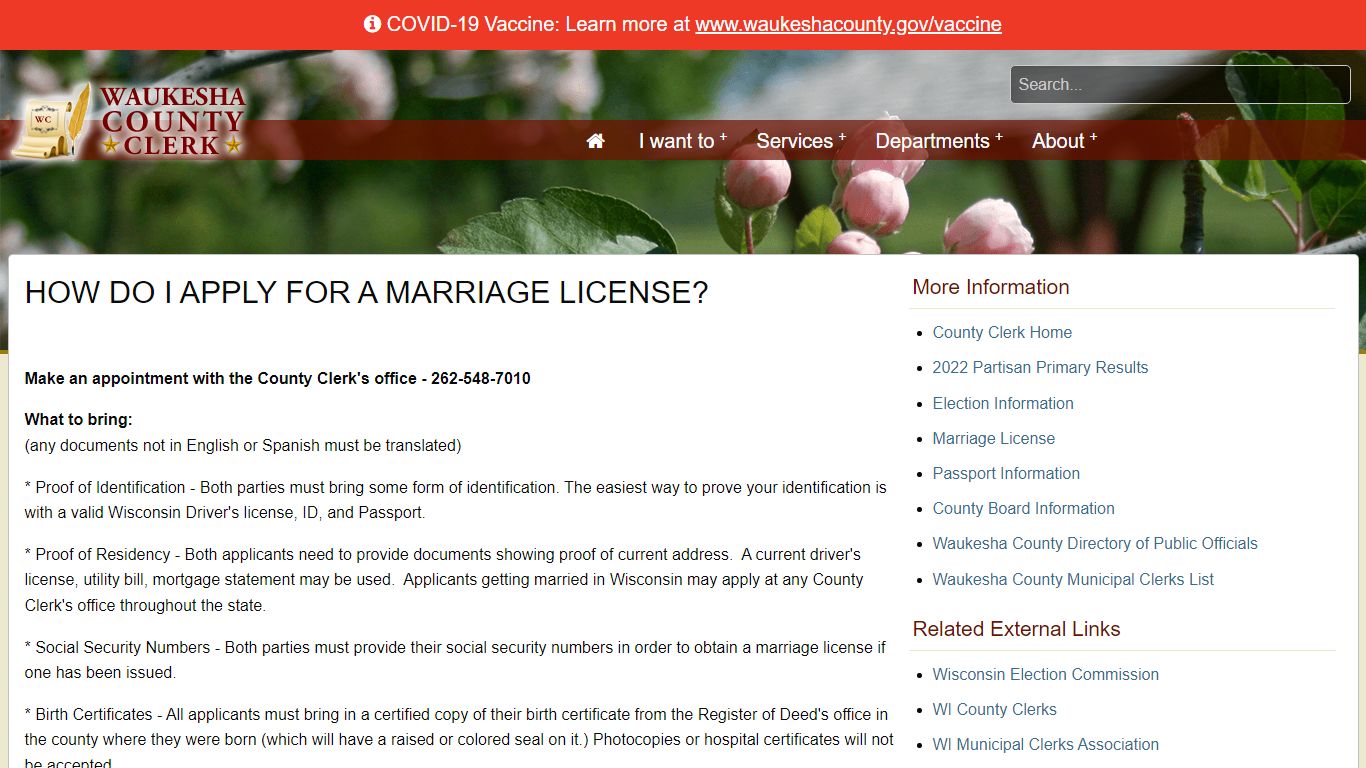 Waukesha County - Marriage License Apply